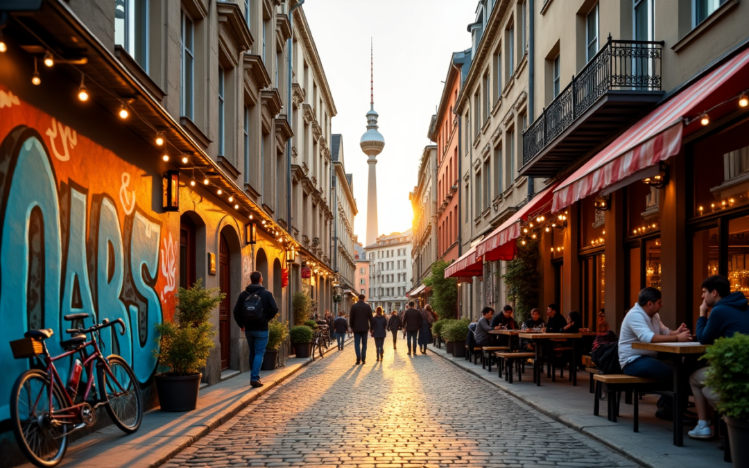 a street with people walking down it